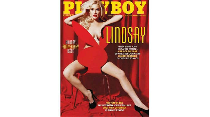 La famosa tapa de la revista "Playboy", con Lindsay desplegable. Foto Archivo Clarín