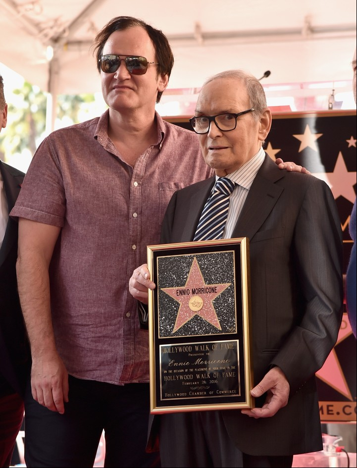 Quentin Tarantino y Ennio Morriconeen febrero de 2016. (Alberto E. Rodriguez/Getty Images/AFP)