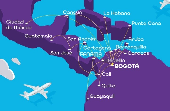 Los destinos que proyecta conectar Wingo.