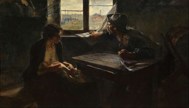 "Sin pan y sin Trabajo". Ernesto de la Cárcova lo pintó en 1893-4 y fue el primer cuadro argentino sobre el desempleo. Es una de las joyas de MNBA.