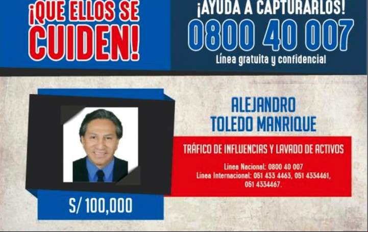 El aviso de búsqueda y recompensa que el Ministerio del Interior del Perú puso en su página web en 2017. Foto: EFE