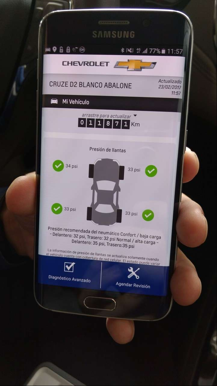 Desde OnStar es posible consultar el estado del vehículo y agendar una visita al taller.