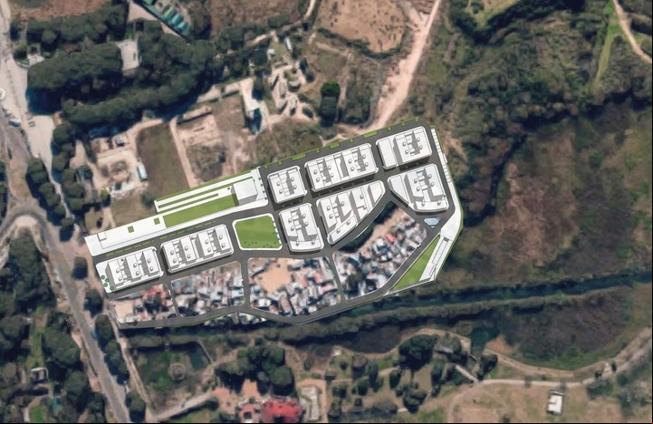 El barrio se implanta en un “apéndice” de la Costenera Sur, a metros de la Reserva.