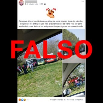 Es falso que Juan Grabois protestó en Campo de Mayo para pedir por la expropiación de tierras