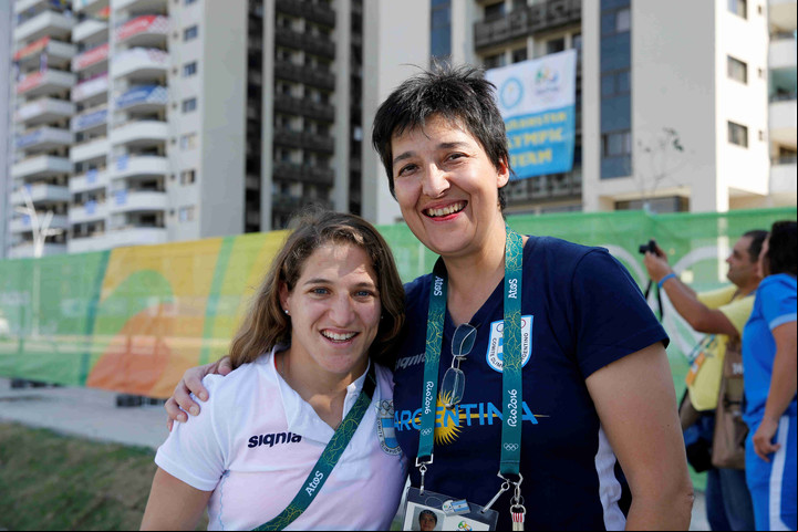 Pareto junto a Laura Martinel en la Villa Olímpica de Río 2016. (Lorena Lucca)