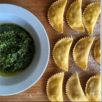 Pansoti de papa con pesto