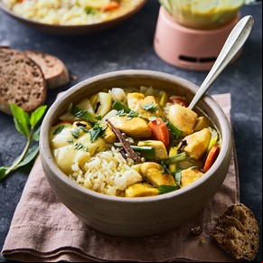 Guiso de pollo especiado y arroz