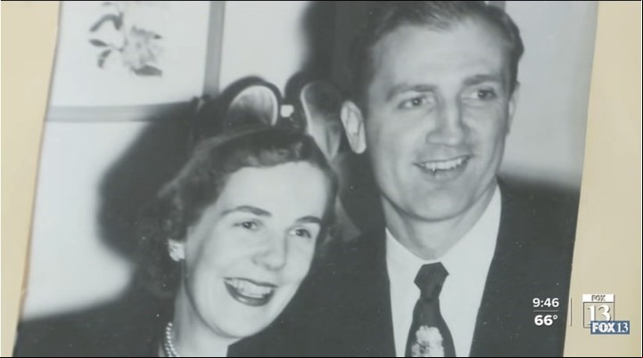 Kathryn Andrews y su esposo. Un feliz matrimonio de 44 años (Captura de TV)..