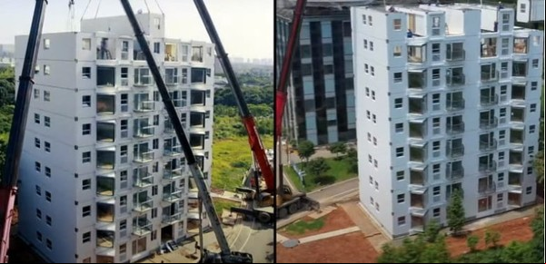 Increíble: construyeron un edificio de 10 pisos en menos de 29 horas
