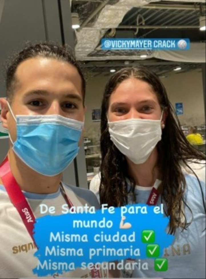 Santiago Grassi y Victoria Mayer, dos representantes santafesinos en Tokio. Foto Instagran @santigrassi