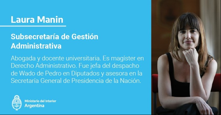 Laura Manín es subsecretaria de gestión istrativa del Ministerio del Interior.