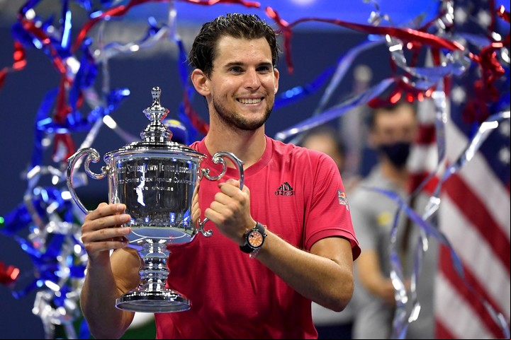 Dominic Thiem junto al mayor título de su carrera: el US Open 2020. (Danielle Parhizkaran-USA TODAY Sports/File Photo)