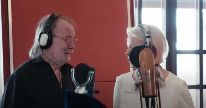 Benny Andersson y Agnetha Fältskog, durante la grabación del nuevo material de ABBA. Foto Captura Streaming