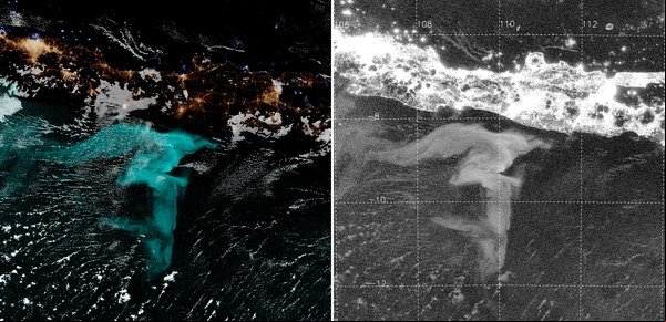 Los satélites detectan océanos que brillan con billones de organismos