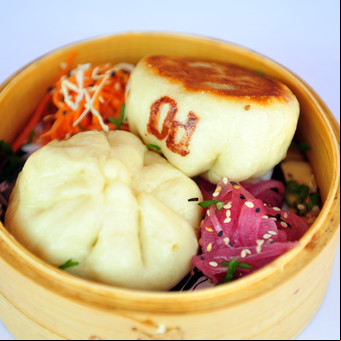 Baos de pollo y vegetales