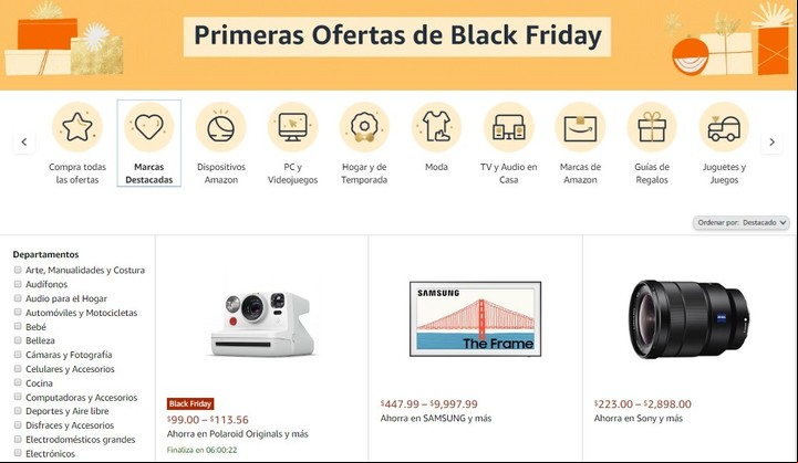 En Amazon las ofertas del Black Friday ya empezaron a aparecer, pero desde el viernes los precios pueden ser aún menores. Imagen: Captura.