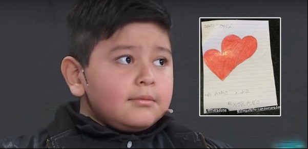 Dieguito Fernando le dedicó un conmovedor dibujo a su padre, Diego Maradona, a un año de su muerte