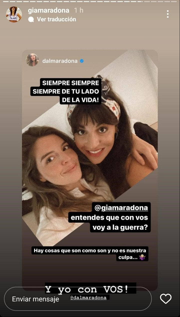 Dalma Maradona apoyó a su hermana en Instagram.