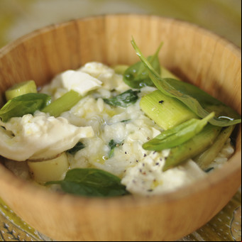 Risotto de puerros y burrata