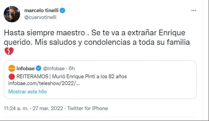 Marcelo Tinelli y sus palabras para el humorista.