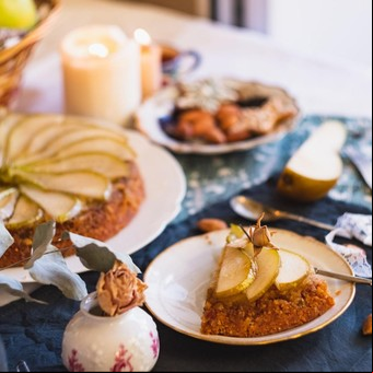 Tarta de peras y almendras vegana