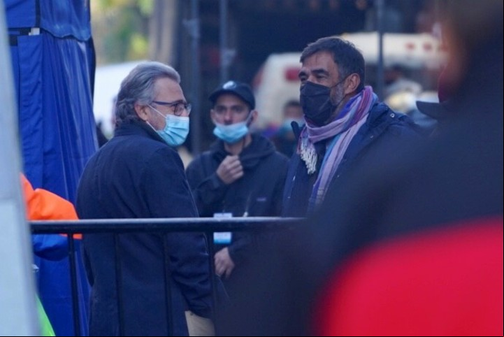 El doble del actor Robert De Niro en el rodaje en el barrio de Once.
Foto: Rafael Mario Quinteros