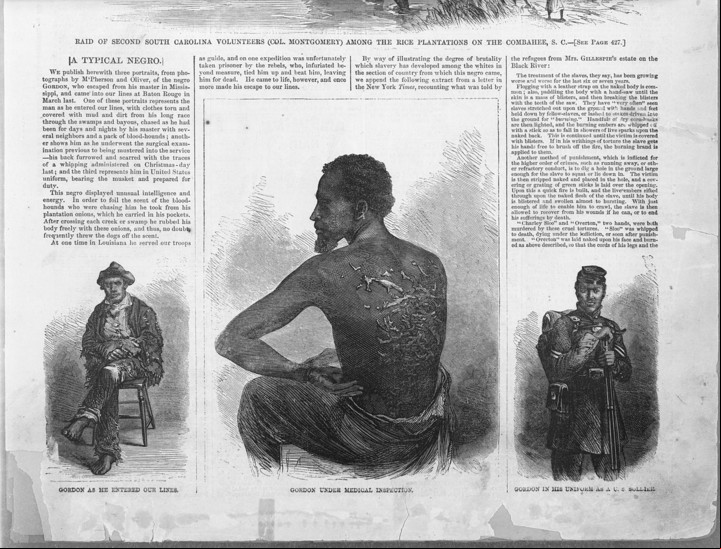 Una nota de Harper's Weekly con las fotos de Peter, de 1863.