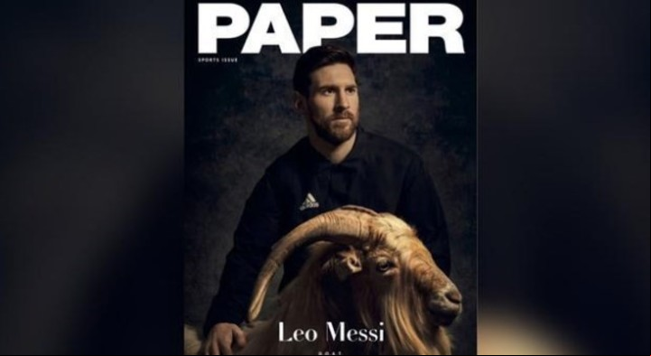 Messi, con una cabra en la tapa de revista Paper.