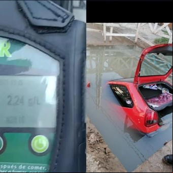 Manejaba borracho acompañado por su hija y terminó incrustado en un enorme pozo que "tragó" su auto