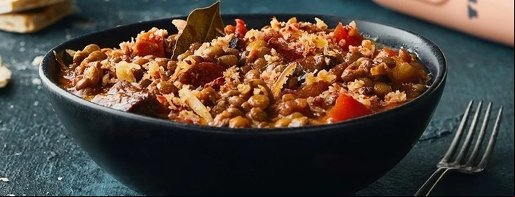 Guiso de lentejas con panceta. Foto: Yelmo