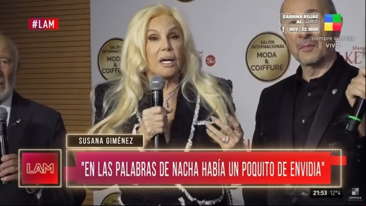 Susana Giménez en una rueda de prensa que encabezó este lunes por la noche. Captura TV