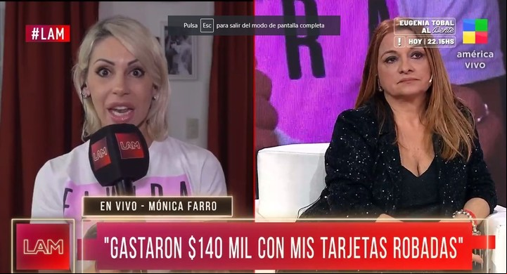Mónica Farro y Marcela Feudale sufrieron el robo de dinero y tarjetas de crédito. Captura TV.