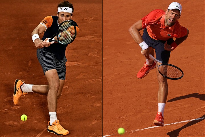 Casper Ruud y Novak Djokovic, frente a frente. Foto: AFP