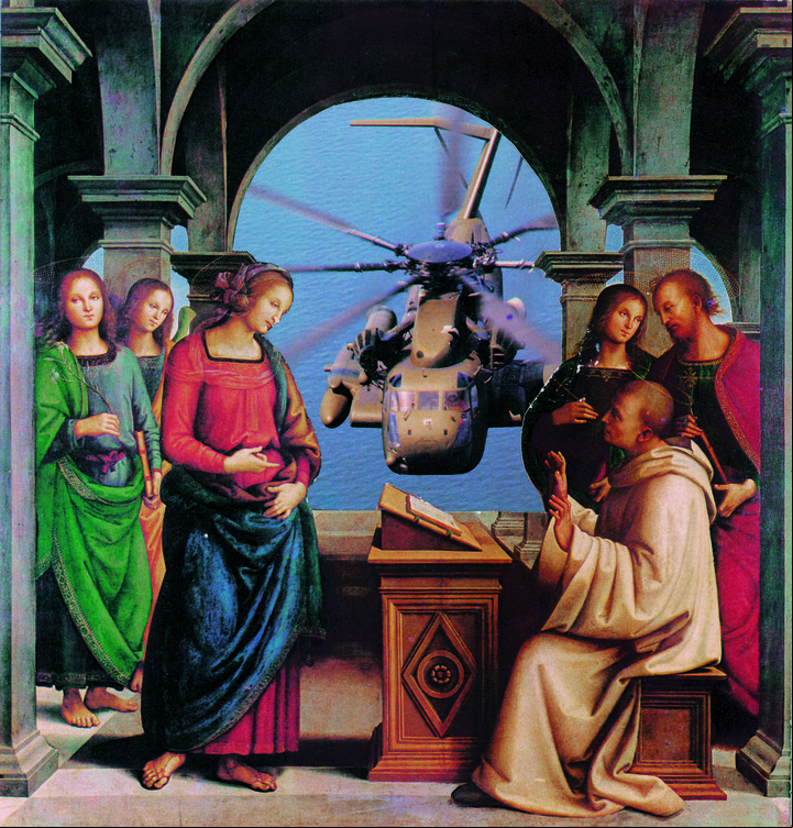 "Sin título", de la serie "Relectura de la Biblia", Noviembre 1986. Collage sobre papel 25 x 24 cm. Colección Familia Ferrari.