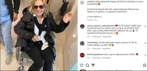 Se accidentó Soledad Silveyra: la actriz preocupó a todos al mostrarse en silla de ruedas