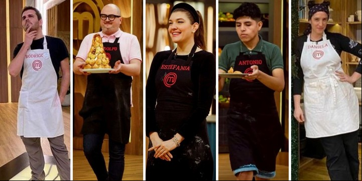 Los cinco de "MasterChef" que siguen en carrera. Este martes, Daniela consiguió una estrella y Rodrigo fue muy criticado por Martitegui.