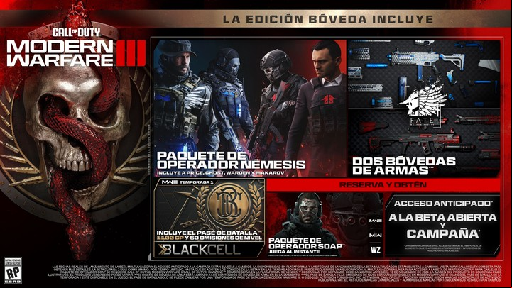Todo lo que incluye la edición bóveda de Call of Duty: Modern Warfare 3.