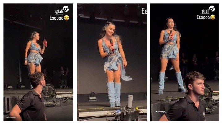 Lali Espósito, impactada por la belleza de un seguridad de uno de sus shows. Capturas video.