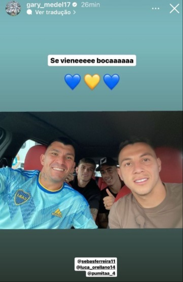 La historia que subió el chileno Gary Medel yendo hacia el estadio Maracaná.