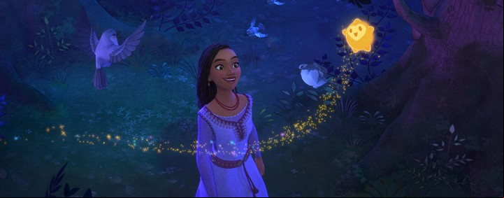 Asha y Estrella, el singular y mágico personaje que acompaña la trama de "Wish: El poder de los deseos".