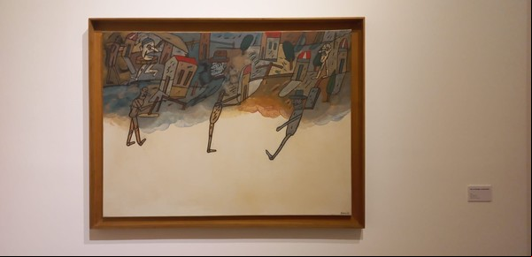 "Con el tiempo suspendido" (1984), de Antonio Seguí, la obra que da título a la muestra.