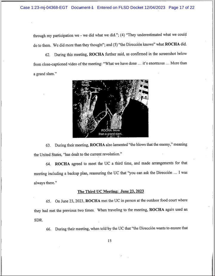 El expediente de la justicia de los Estados Unidos que acusa al encargado de negocios en la Argentina, Manuel Rocha, de espiar para Cuba