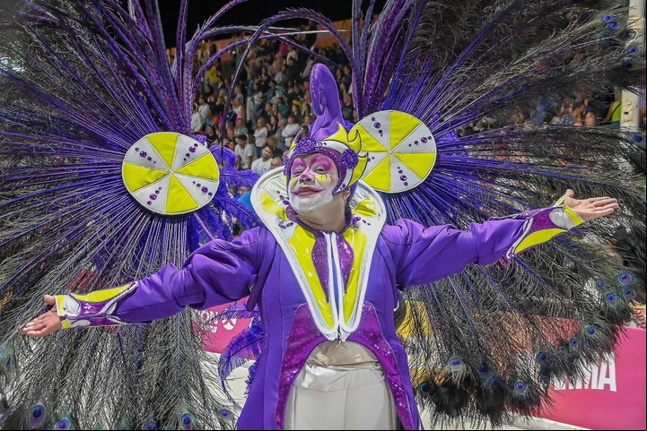 Las distintas comparsas compiten con sus trajes, coreografías y carrozas decoradas. Foto: Damián Cáceres.