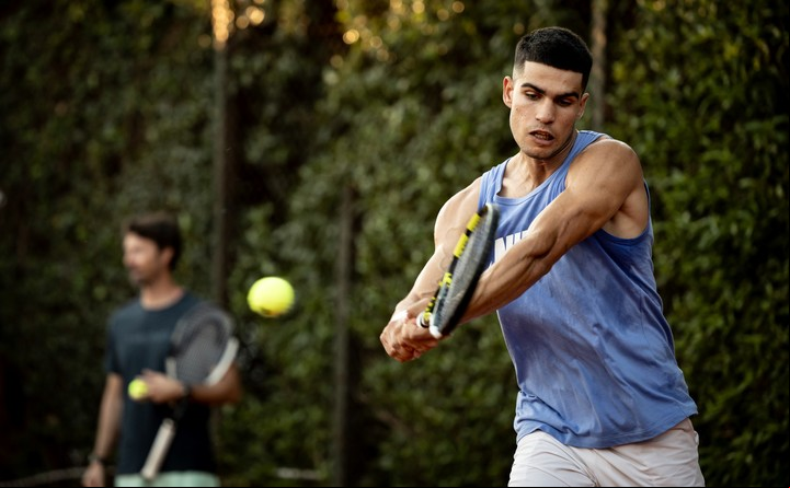 Alcaraz durante un entrenamiento en el BALTC. Foto Prensa Argentina Open