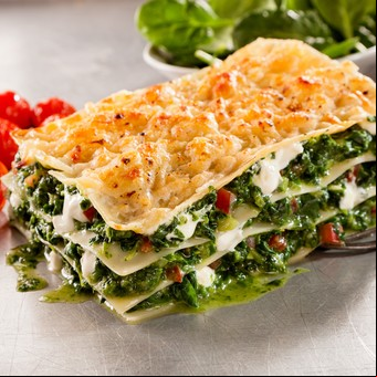 Lasaña de espinaca y queso