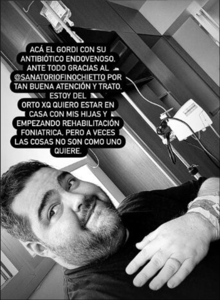 Darío Barassi tuvo que volver a ser internado tras su cirugía. Instagram