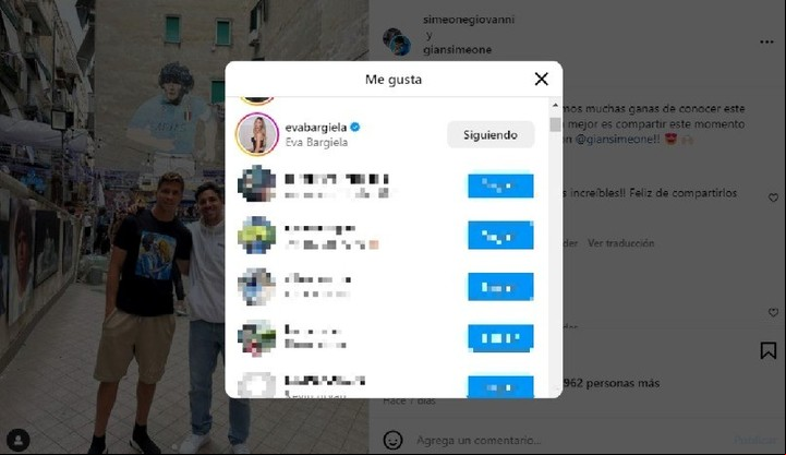 La modelo y el deportista intercambiaron varios "likes". Instagram.