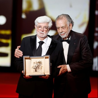 El creador de Star Wars se emocionó al recibir la Palma de Oro de Honor de Cannes en manos del director de El Padrino; todos los ganadores