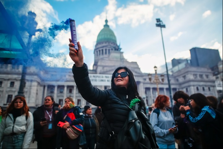 Las movilizaciones en el país suelen ser frente al Congreso, ahora será frente a la Casa Rosada. EFE/ Juan Ignacio Roncoroni