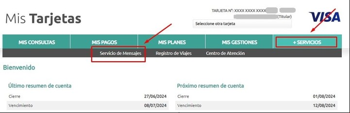 Dónde encontrar la opción en el menú de Visa Home. Imagen: Captura.